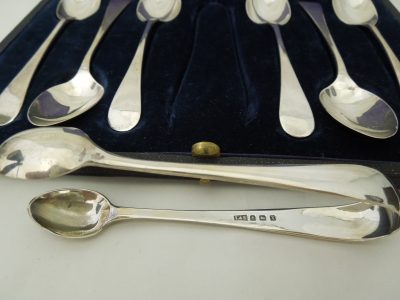 Solid Silver Teaspoons and Sugar Cube Tongs - Image 4