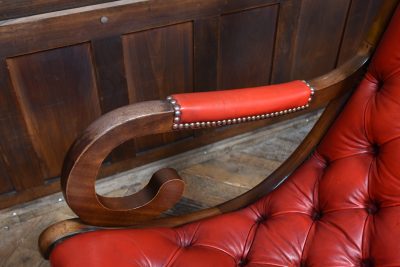 Red Leather Mahogany Chesterfield Slipper Chair SAI3747 - Image 7