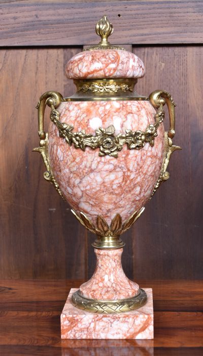 Pair of French Pink Marble Cassolettes / Urns SAI3788 - Image 2
