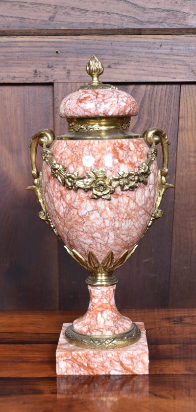 Pair of French Pink Marble Cassolettes / Urns SAI3788 - Image 3