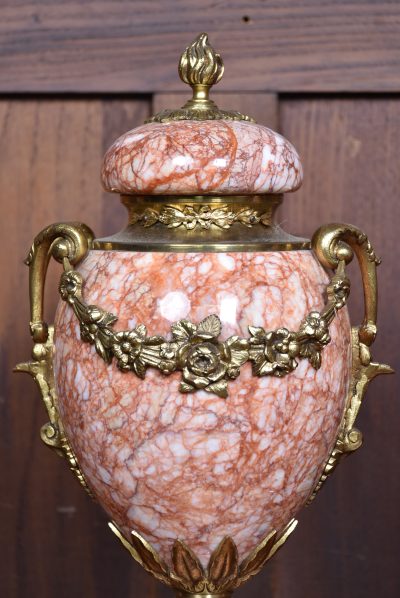 Pair of French Pink Marble Cassolettes / Urns SAI3788 - Image 4