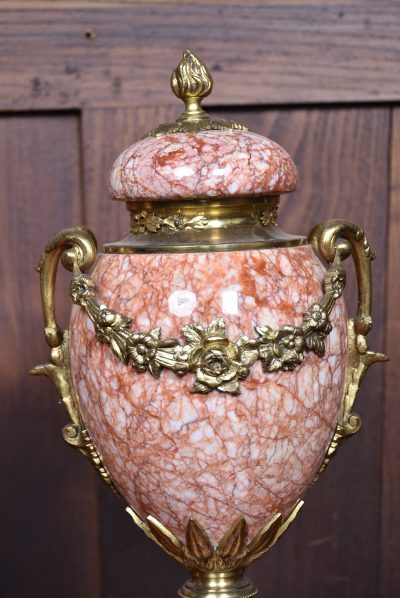 Pair of French Pink Marble Cassolettes / Urns SAI3788 - Image 5