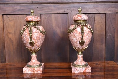 Pair of French Pink Marble Cassolettes / Urns SAI3788 - Image 8