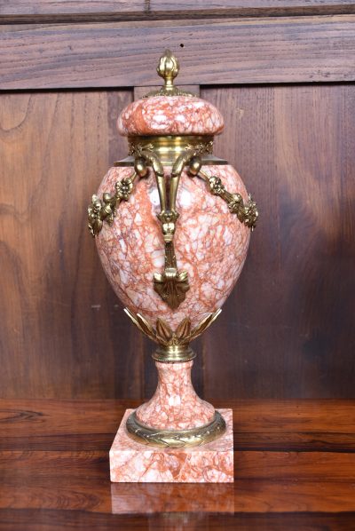 Pair of French Pink Marble Cassolettes / Urns SAI3788 - Image 9