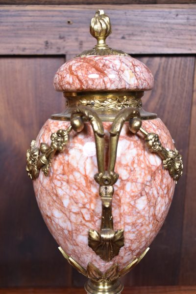 Pair of French Pink Marble Cassolettes / Urns SAI3788 - Image 11