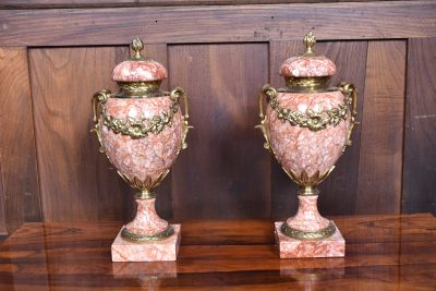 Pair of French Pink Marble Cassolettes / Urns SAI3788 - Image 12
