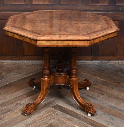 Octagonal walnut centre table SAI3680 - Image 5