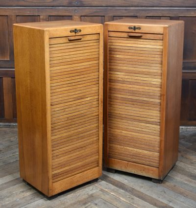 Pair Of Oak Tambour Front Filing Cabinets SAI3823 - Image 2