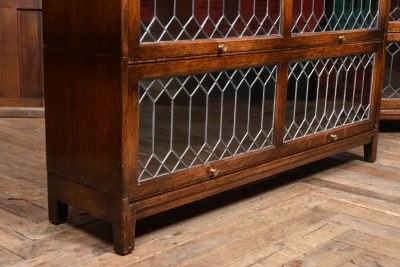 Pair of Edwardian Oak Barrister Bookcase with Leaded Glass SAI3804 - Image 2