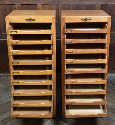 Pair Of Oak Tambour Front Filing Cabinets SAI3823 - Image 10