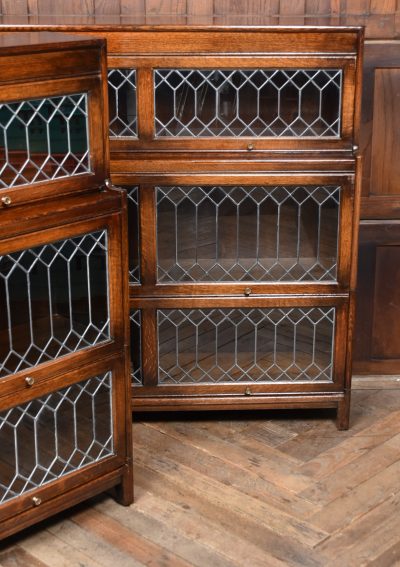 Pair of Edwardian Oak Barrister Bookcase with Leaded Glass SAI3804 - Image 4