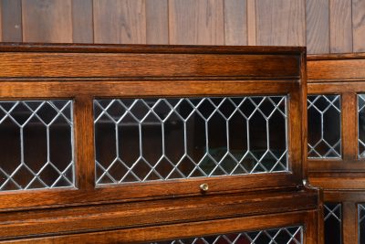 Pair of Edwardian Oak Barrister Bookcase with Leaded Glass SAI3804 - Image 5
