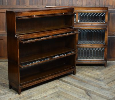 Pair of Edwardian Oak Barrister Bookcase with Leaded Glass SAI3804 - Image 6