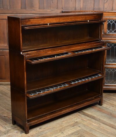 Pair of Edwardian Oak Barrister Bookcase with Leaded Glass SAI3804 - Image 7