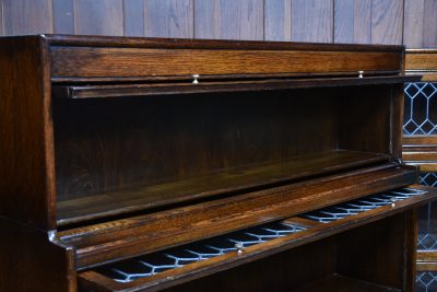 Pair of Edwardian Oak Barrister Bookcase with Leaded Glass SAI3804 - Image 8
