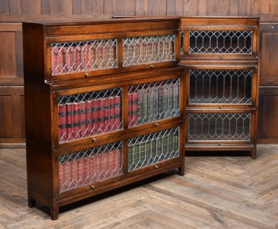 Pair of Edwardian Oak Barrister Bookcase with Leaded Glass SAI3804 - Image 9