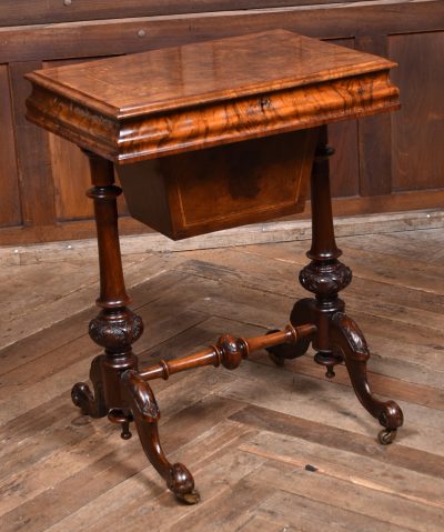 Victorian Walnut Sewing / Working Table SAI3724 - Image 2