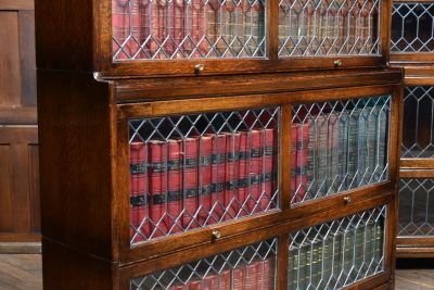 Pair of Edwardian Oak Barrister Bookcase with Leaded Glass SAI3804 - Image 11