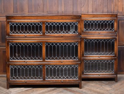 Pair of Edwardian Oak Barrister Bookcase with Leaded Glass SAI3804 - Image 12