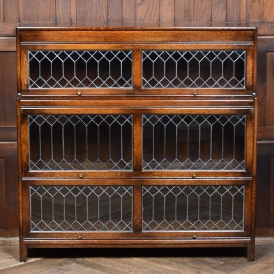 Pair of Edwardian Oak Barrister Bookcase with Leaded Glass SAI3804 - Image 13