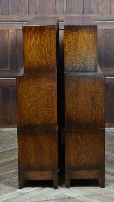 Pair of Edwardian Oak Barrister Bookcase with Leaded Glass SAI3804 - Image 14