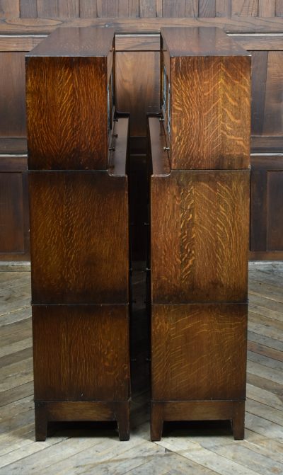 Pair of Edwardian Oak Barrister Bookcase with Leaded Glass SAI3804 - Image 15