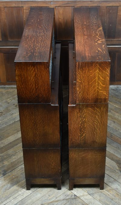 Pair of Edwardian Oak Barrister Bookcase with Leaded Glass SAI3804 - Image 16
