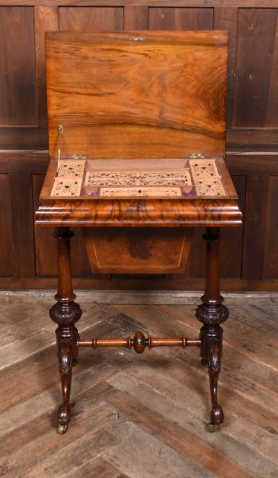 Victorian Walnut Sewing / Working Table SAI3724 - Image 9