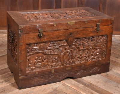 19th-century Indian Teak Storage Chest SAI3894 - Image 2