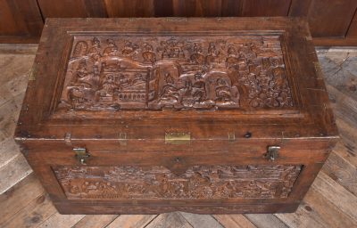 19th-century Indian Teak Storage Chest SAI3894 - Image 4