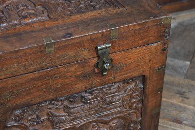 19th-century Indian Teak Storage Chest SAI3894 - Image 8
