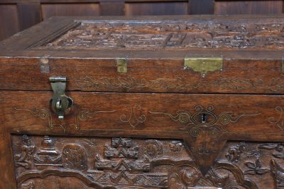 19th-century Indian Teak Storage Chest SAI3894 - Image 9