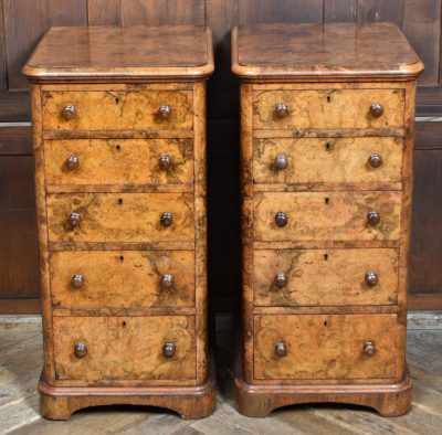Pair Of Victorian Burr Walnut Bedside Drawers SAI3899 - Image 2