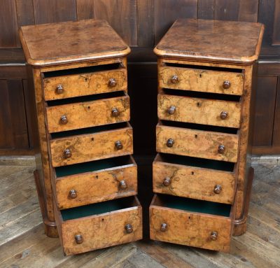 Pair Of Victorian Burr Walnut Bedside Drawers SAI3899 - Image 3