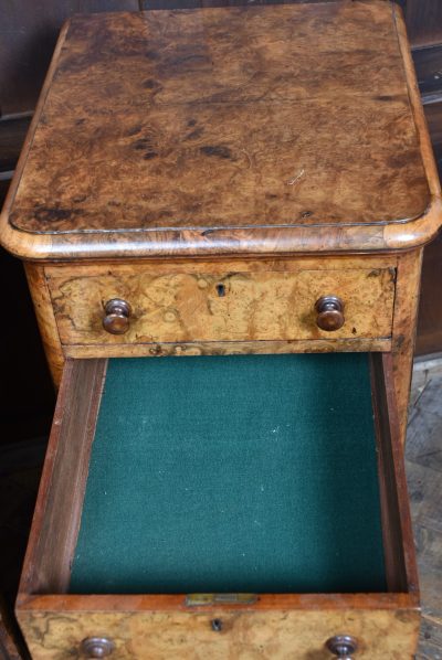Pair Of Victorian Burr Walnut Bedside Drawers SAI3899 - Image 4
