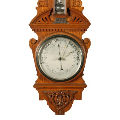 An Edwardian Oak Cased Aneroid Barometer - Image 4