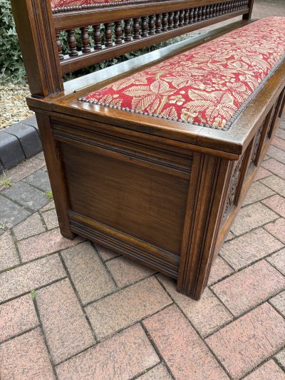 Gillows & Co Arts & Crafts Oak Hall Settle - Image 10