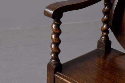 Jacobean style folding-top oak single seat monk’s bench - Image 2