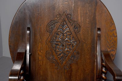 Jacobean style folding-top oak single seat monk’s bench - Image 4