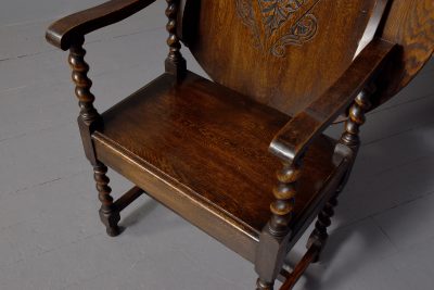 Jacobean style folding-top oak single seat monk’s bench - Image 5