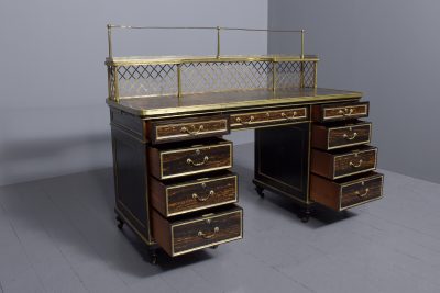 Exhibition Quality London Made Coromandel Pedestal Desk - Image 9