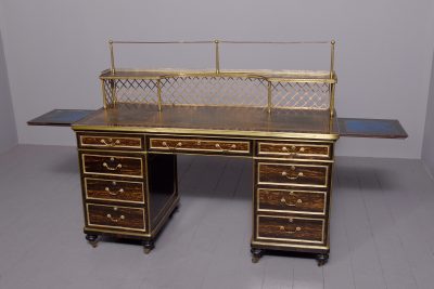 Exhibition Quality London Made Coromandel Pedestal Desk - Image 11