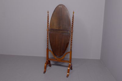 Walnut Framed Cheval Mirror with Barley Sugar Uprights - Image 6