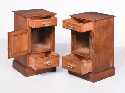 Pair of Late-Victorian Arts & Crafts Influence Straight Grained Walnut Lockers - Image 8