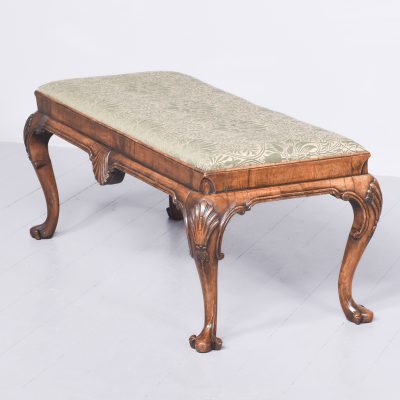 Rare, Large-Size Early George III Walnut Bench/Stool - Image 7