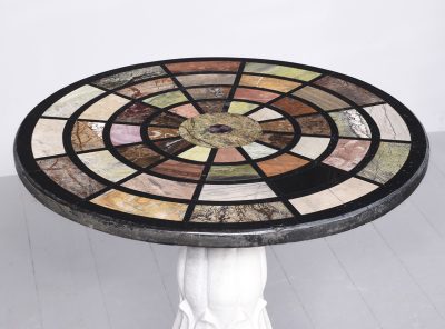 Circular Grand Tour Style Specimen Marble Table on a Carved White Marble Base - Image 6