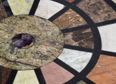 Circular Grand Tour Style Specimen Marble Table on a Carved White Marble Base - Image 7