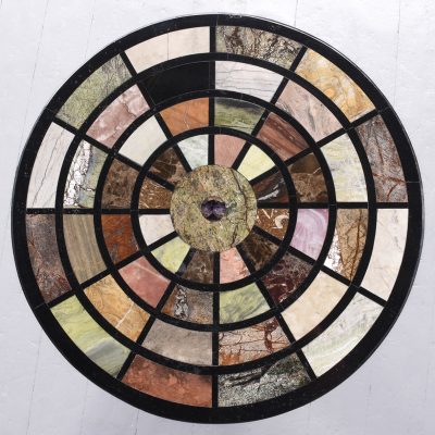 Circular Grand Tour Style Specimen Marble Table on a Carved White Marble Base - Image 8