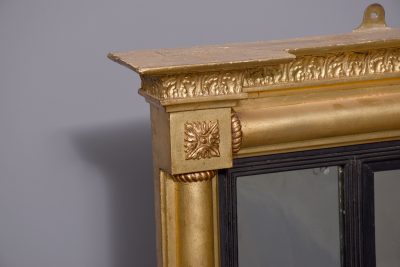 Neat-sized, Regency period gilded triptych overmantel mirror with acanthus decorated columns. - Image 4