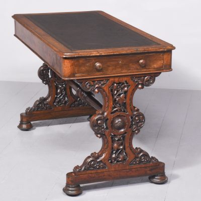 Quality William IV Pollard Oak Freestanding Library/Writing Table - Image 7